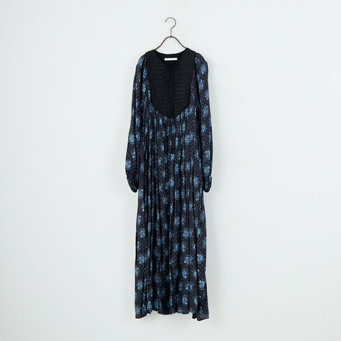 ne Quittez pas [ヌキテパ] シャンタンジャガード ポピープリントヨークドレス [010452WL1] 09 BLACK