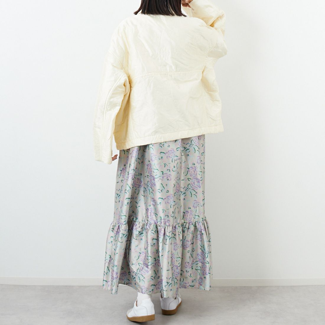 ne Quittez pas [ヌキテパ] フラワー刺繍キルティングジャケット [010952FF3] 03 IVORY &&モデル身長：162cm 着用サイズ：F&&