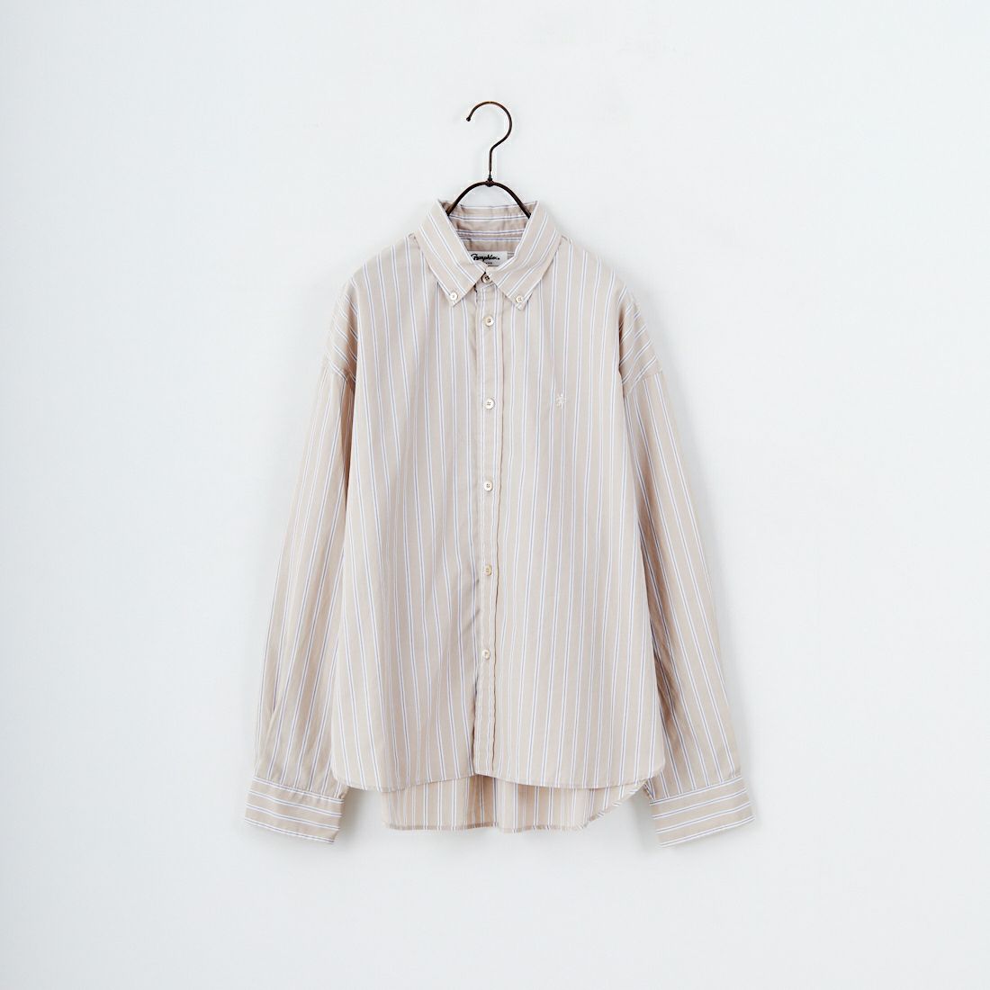 Gymphlex [ジムフレックス] コットンブロードクロス ストライプショートボタンダウンシャツ [GY-B0198CBS] BEG/CHR ST