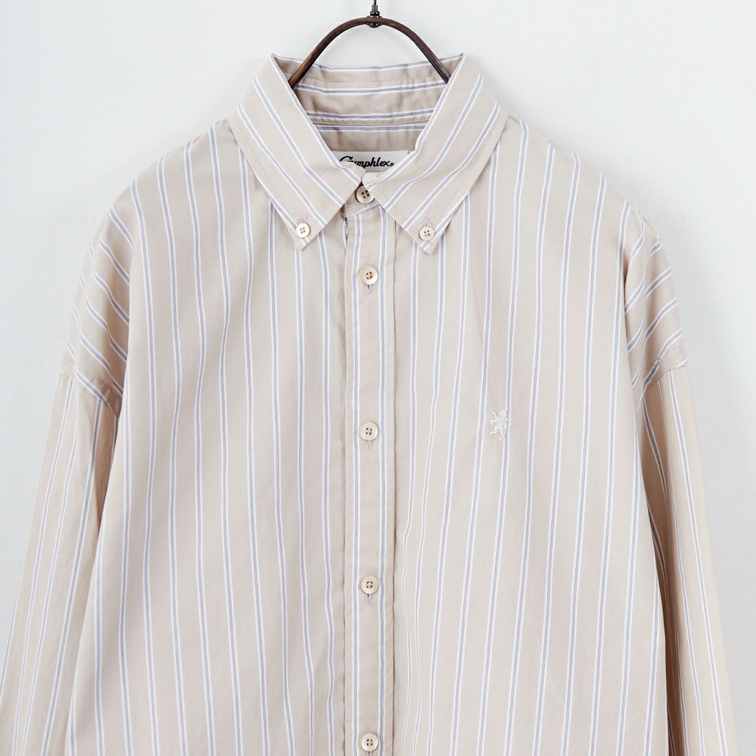 Gymphlex [ジムフレックス] コットンブロードクロス ストライプショートボタンダウンシャツ [GY-B0198CBS] BEG/CHR ST
