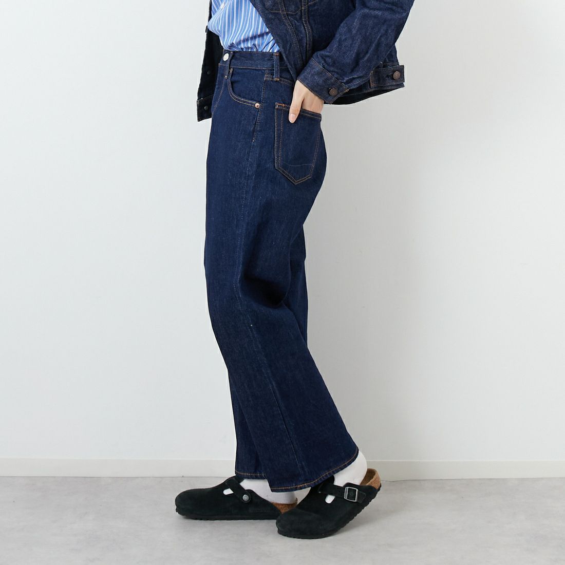 orSlow [オアスロウ] スーパーダッドデニムパンツ [01-1100W] 81 ONEWASH &&モデル身長：162cm 着用サイズ：00&&