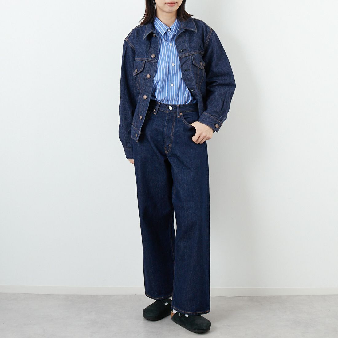 orSlow [オアスロウ] スーパーダッドデニムパンツ [01-1100W] 81 ONEWASH &&モデル身長：162cm 着用サイズ：00&&