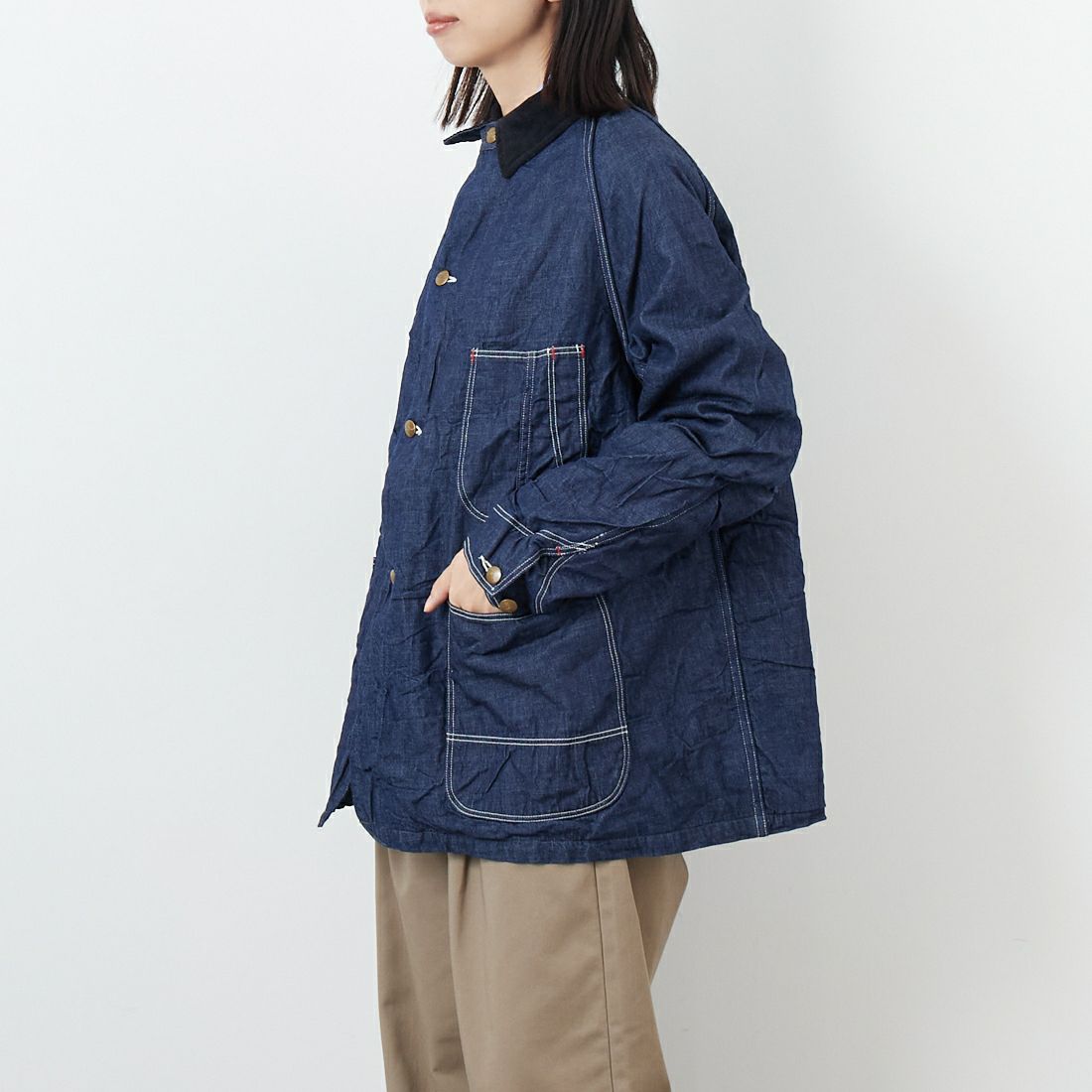 orSlow [オアスロウ] ウールライナー デニムカバーオール [01-6144] 81 ONEWASH &&モデル身長：162cm 着用サイズ：1&&