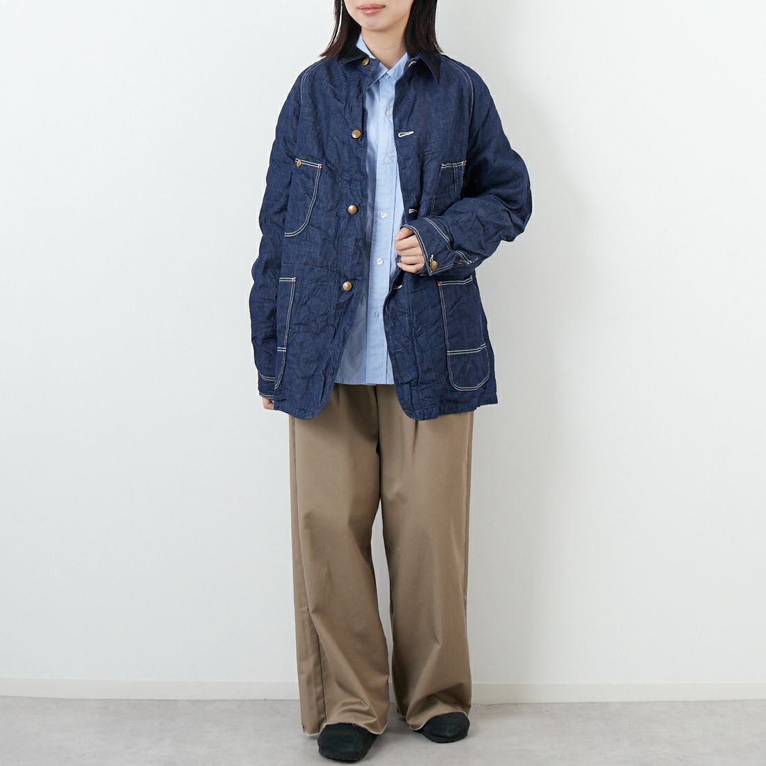 orSlow [オアスロウ] ウールライナー デニムカバーオール [01-6144] 81 ONEWASH &&モデル身長：162cm 着用サイズ：1&&