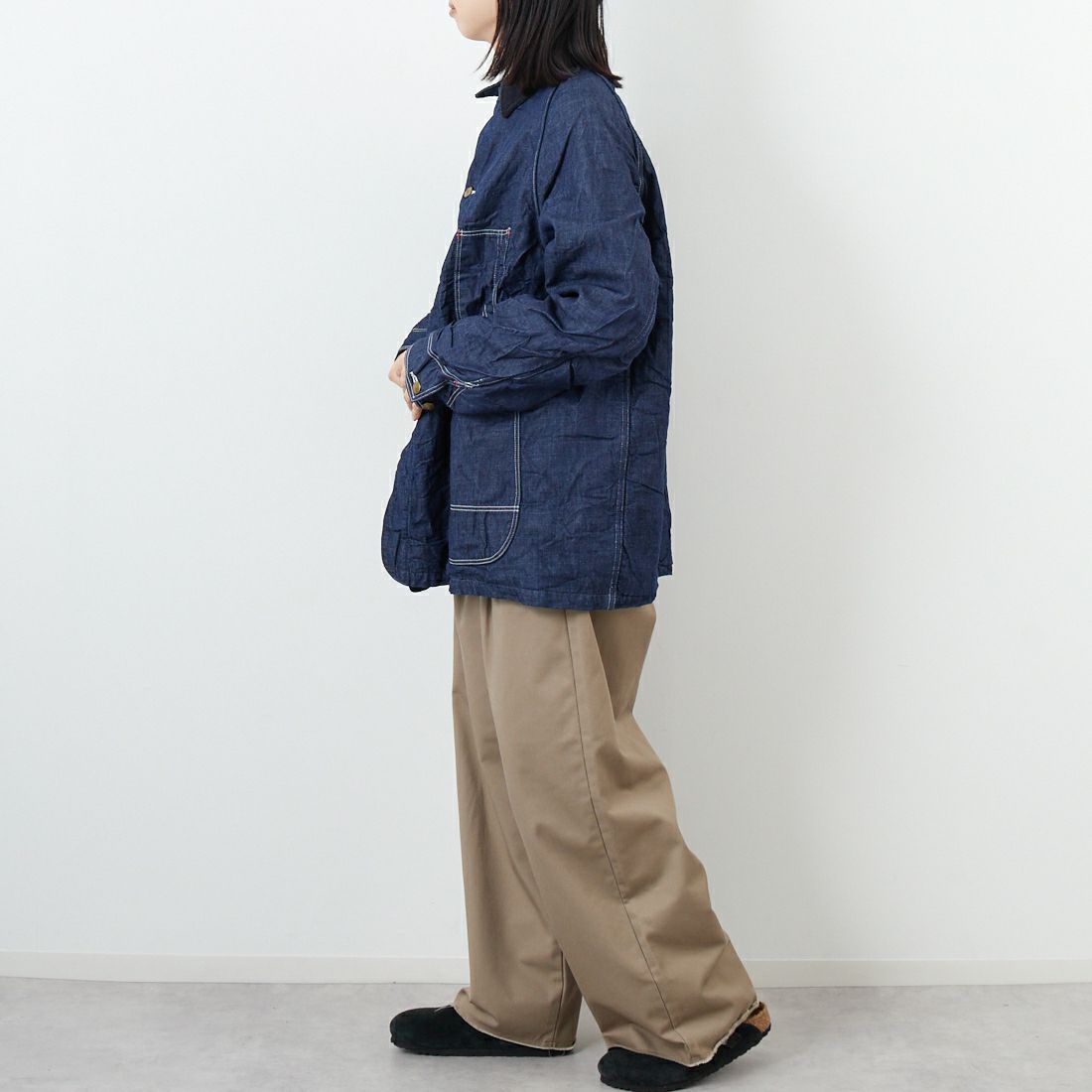 orSlow [オアスロウ] ウールライナー デニムカバーオール [01-6144] 81 ONEWASH &&モデル身長：162cm 着用サイズ：1&&