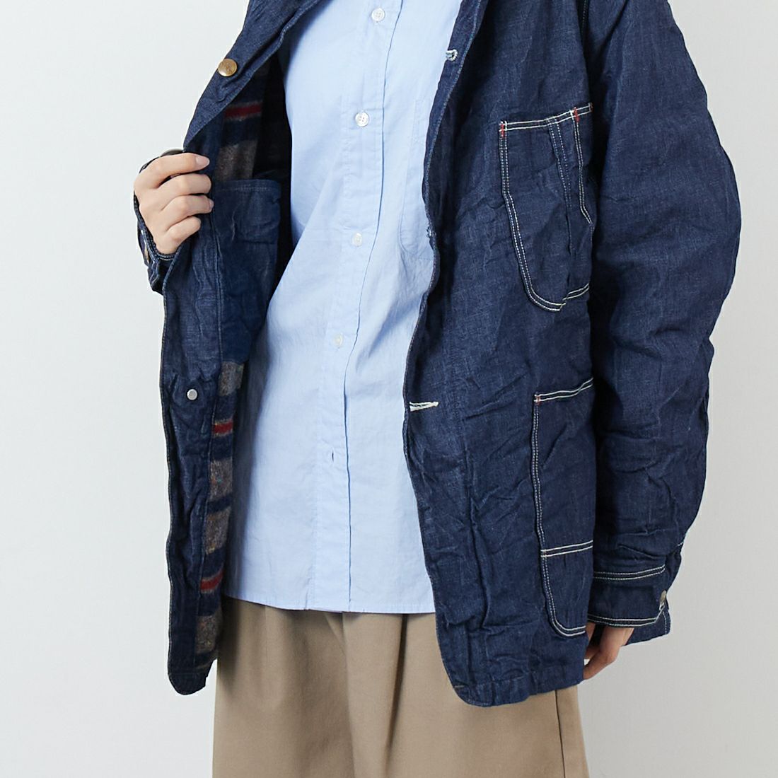 orSlow [オアスロウ] ウールライナー デニムカバーオール [01-6144] 81 ONEWASH &&モデル身長：162cm 着用サイズ：1&&