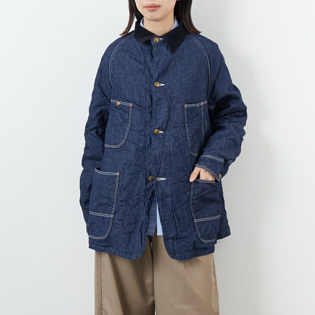 orSlow [オアスロウ] ウールライナー デニムカバーオール [01-6144] 81 ONEWASH &&モデル身長：162cm 着用サイズ：1&&