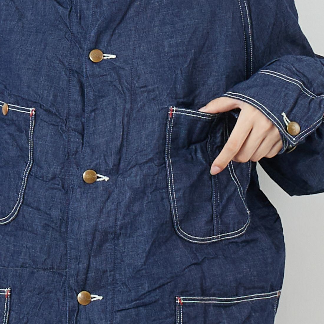 orSlow [オアスロウ] ウールライナー デニムカバーオール [01-6144] 81 ONEWASH &&モデル身長：162cm 着用サイズ：1&&