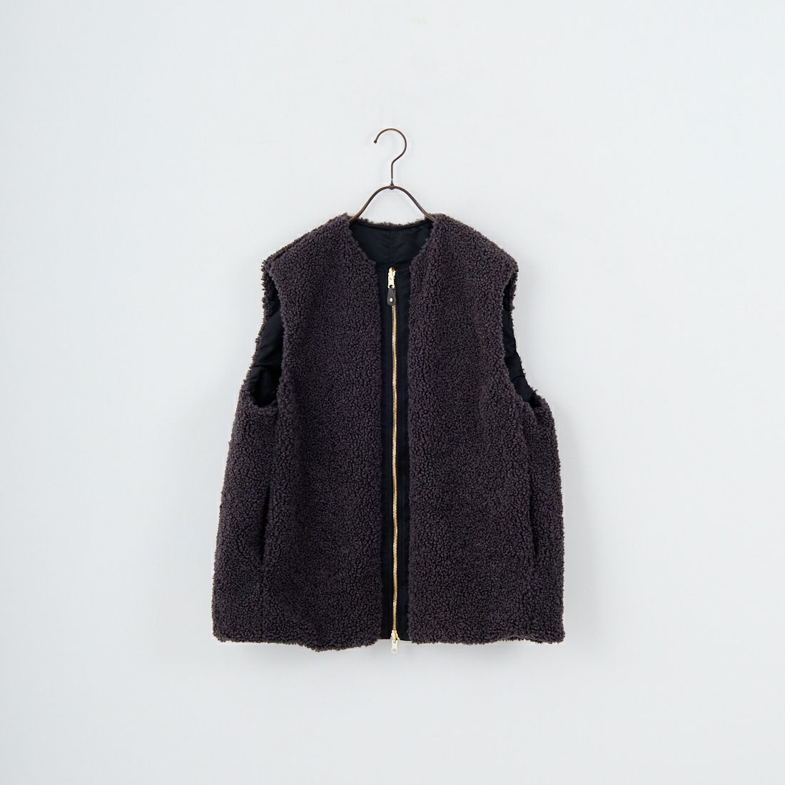 STELLA CIFFON [ステラシフォン] スーパーテディファー リバーシブルベスト [ST3-26102] 82 CHARCOA