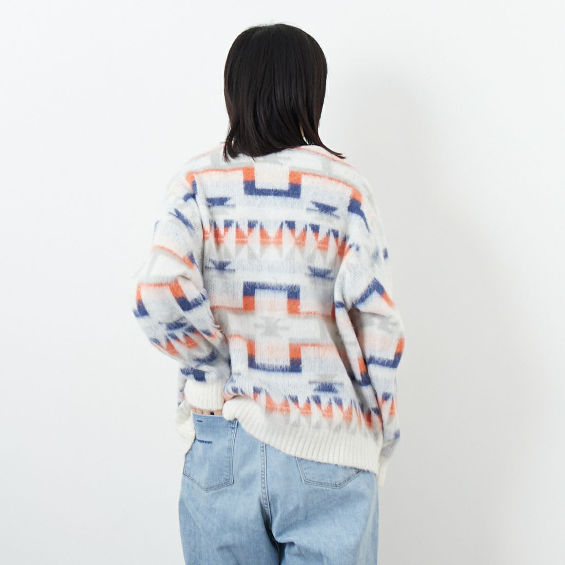 Jf Ready Made [ジェイエフレディメイド] バルキージャガードカーディガン [254AN2CD022JF] WHT &&モデル身長：162cm 着用サイズ：F&&