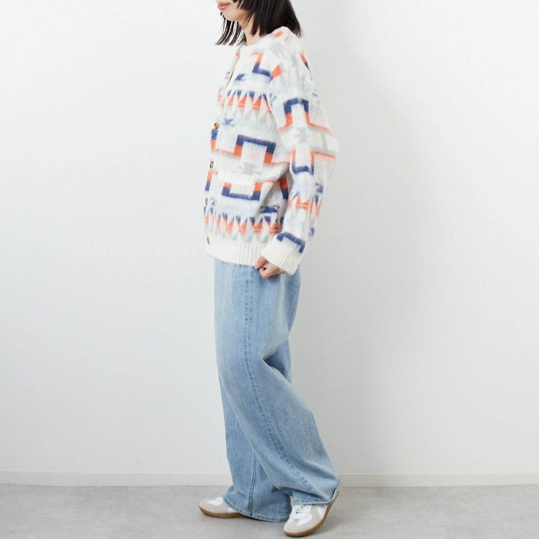 Jf Ready Made [ジェイエフレディメイド] バルキージャガードカーディガン [254AN2CD022JF] WHT &&モデル身長：162cm 着用サイズ：F&&