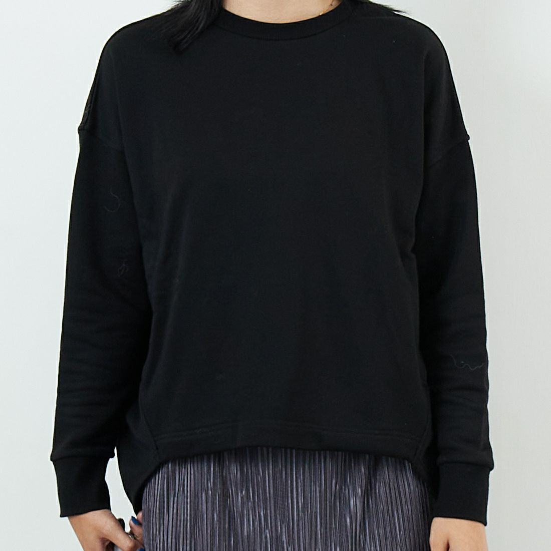 Jf Ready Made [ジェイエフレディメイド] 切替スウェット [3106107] 801 ﾌﾞﾗｯｸ &&モデル身長：167cm 着用サイズ：F&&