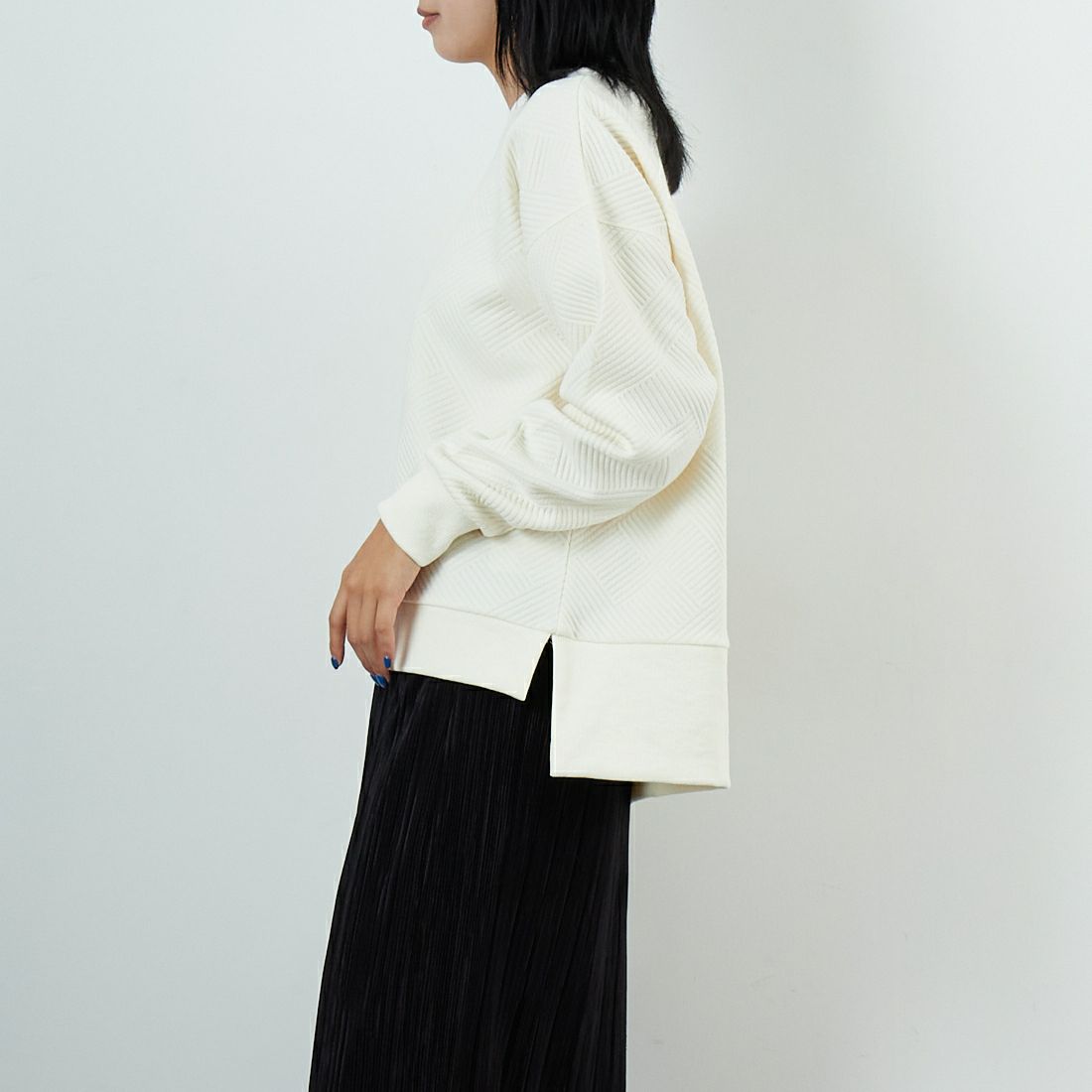 Jf Ready Made [ジェイエフレディメイド] カットキルトプルオーバー [3106106] 102 ｷﾅﾘ &&モデル身長：167cm 着用サイズ：F&&