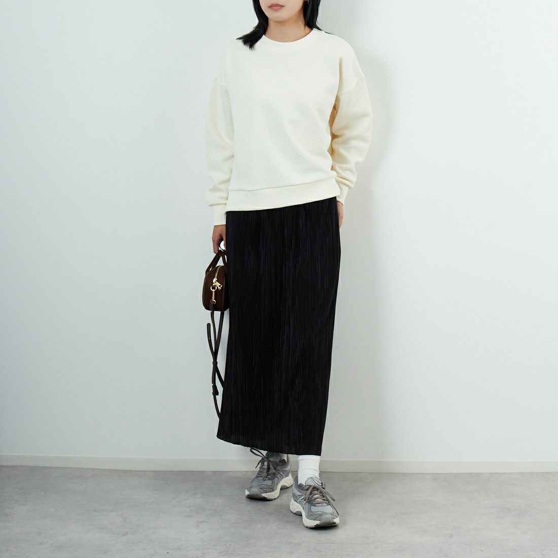 Jf Ready Made [ジェイエフレディメイド] カットキルトプルオーバー [3106106] 102 ｷﾅﾘ &&モデル身長：167cm 着用サイズ：F&&