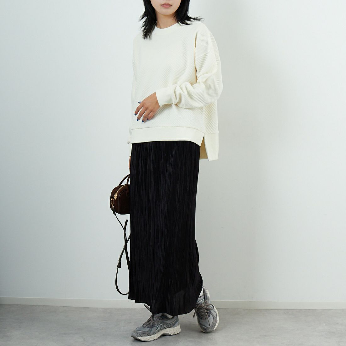 Jf Ready Made [ジェイエフレディメイド] カットキルトプルオーバー [3106106] 102 ｷﾅﾘ &&モデル身長：167cm 着用サイズ：F&&