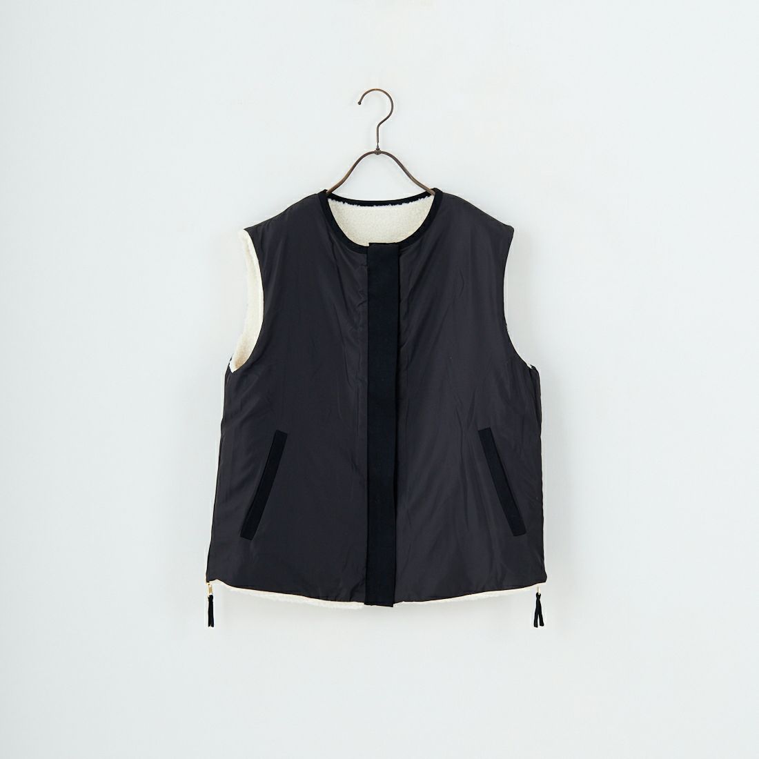 Jeans Factory Clothes [ジーンズファクトリークローズ] サイドファスナー リバーシブルボアベスト [157217] 01 ｵﾌﾎﾜｲﾄ
