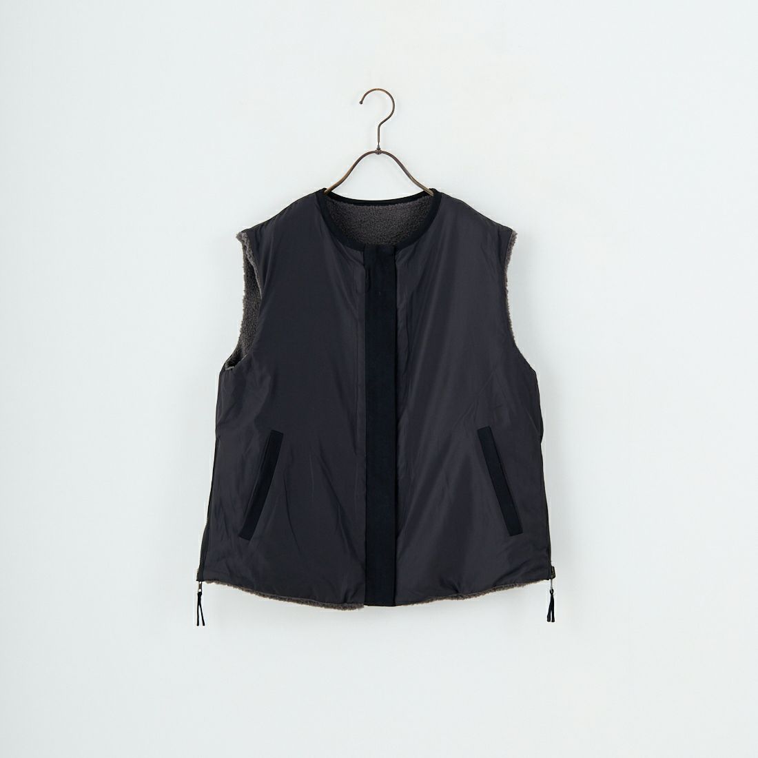 Jeans Factory Clothes [ジーンズファクトリークローズ] サイドファスナー リバーシブルボアベスト [157217] 08 ﾁｬｺｰﾙ