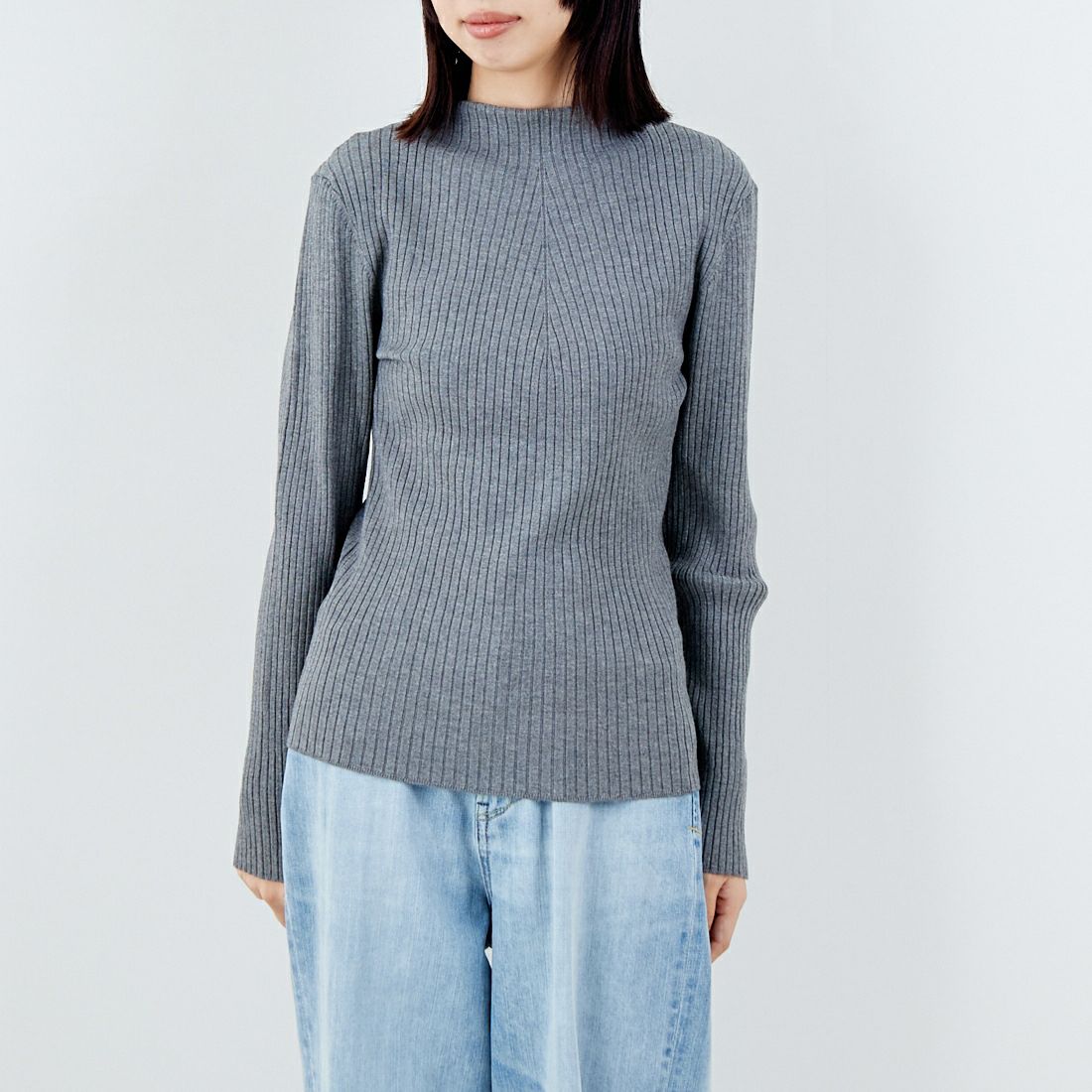 Jeans Factory Clothes [ジーンズファクトリークローズ] ハイネックリブニット [11256841] ｸﾞﾚｰ &&モデル身長：162cm 着用サイズ：F&&