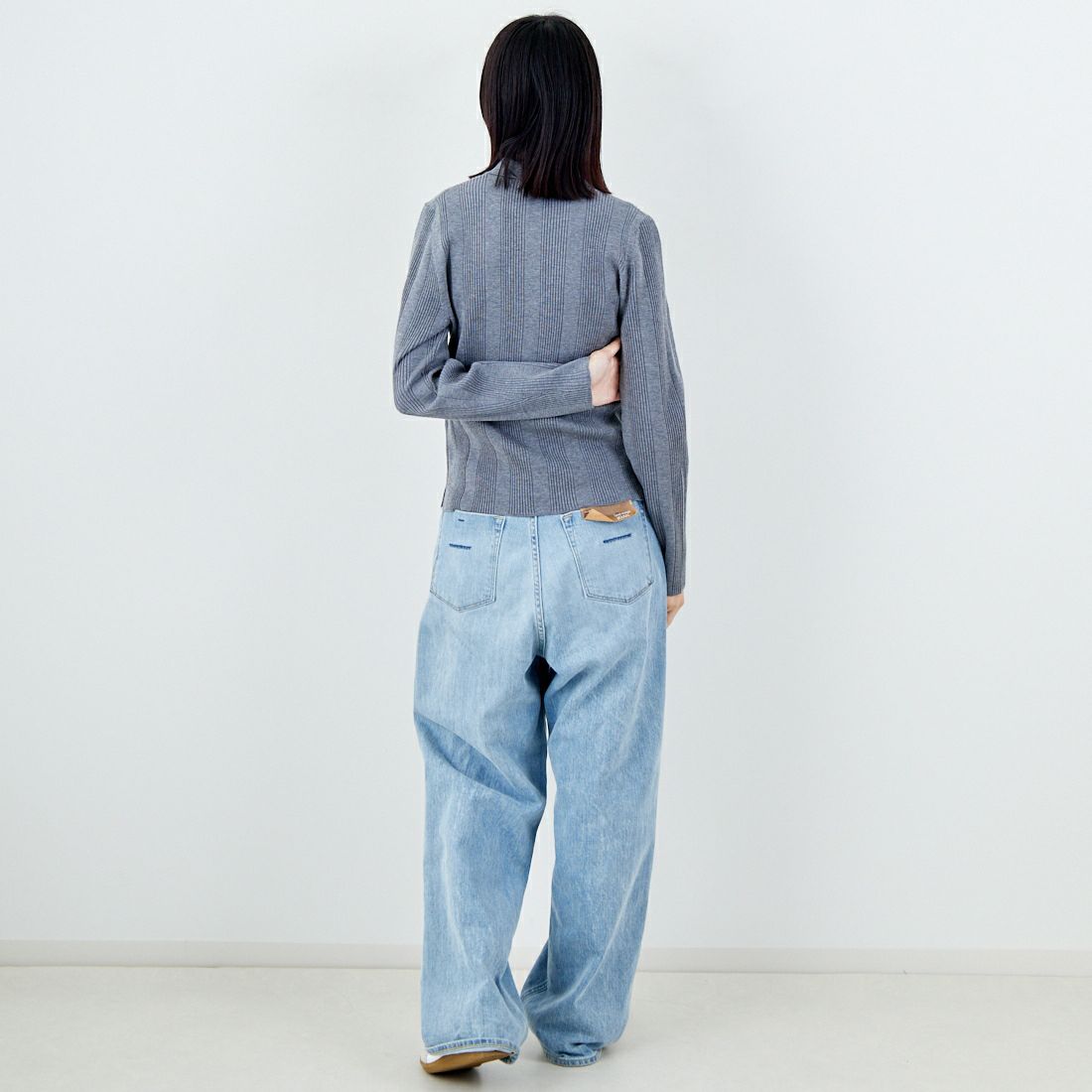 TORRAZZO DONNA [トラッゾドンナ] リブニットポロシャツ [6262-462] 13 GRAY &&モデル身長：162cm 着用サイズ：F&&