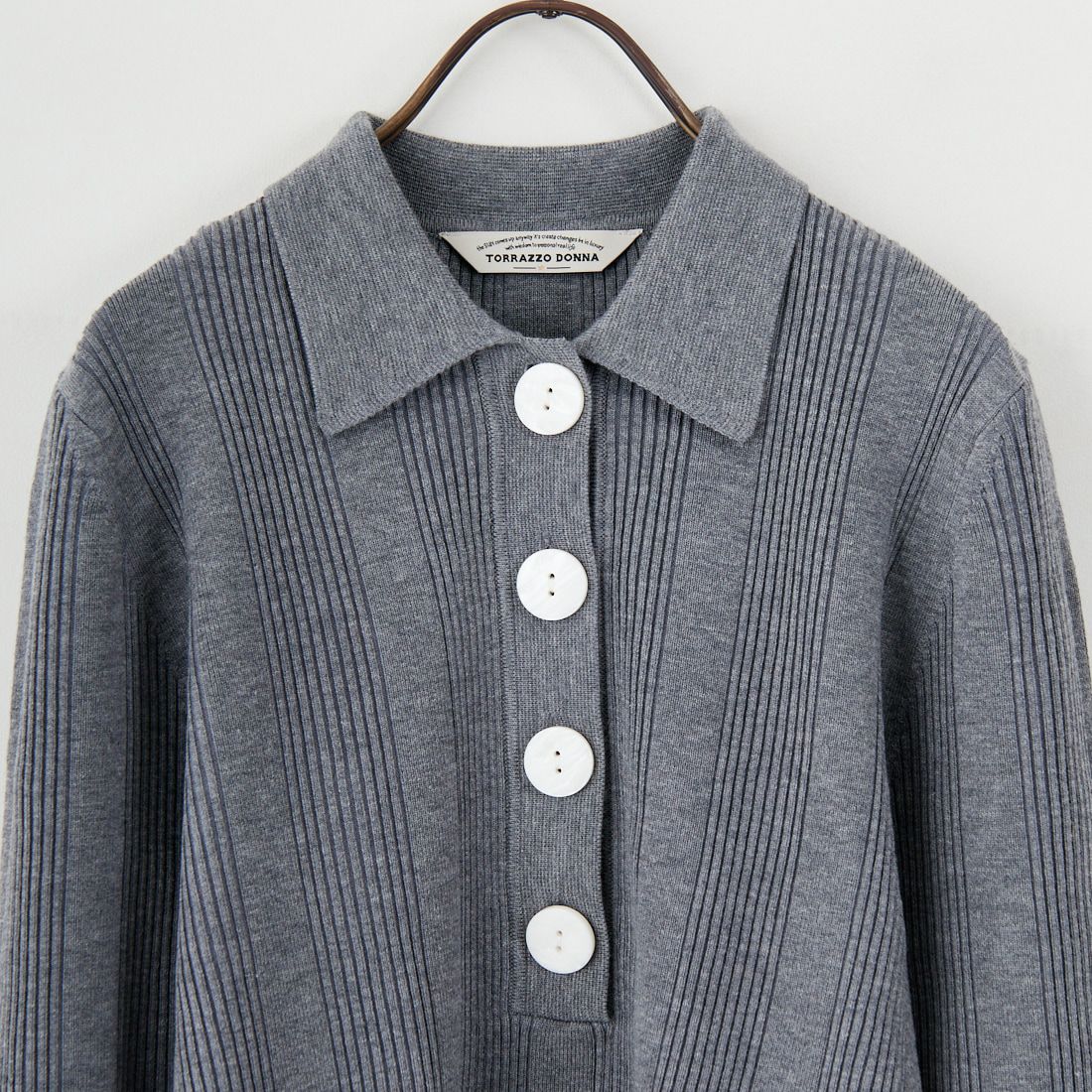 TORRAZZO DONNA [トラッゾドンナ] リブニットポロシャツ [6262-462] 13 GRAY