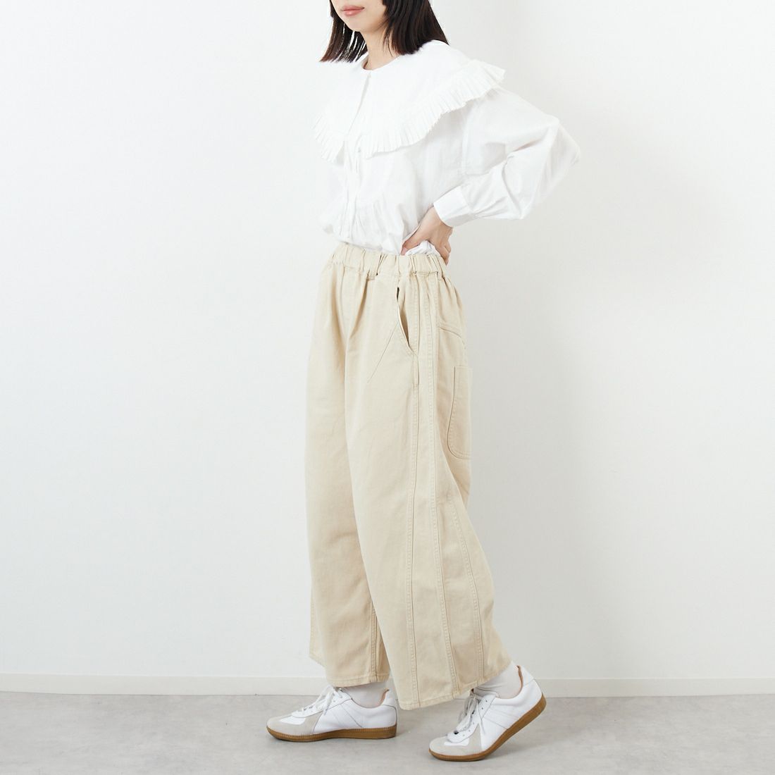 tumugu: [ツムグ] コットンツイルパンツ [TB25304] 06 KINARI &&モデル身長：162cm 着用サイズ：F&&