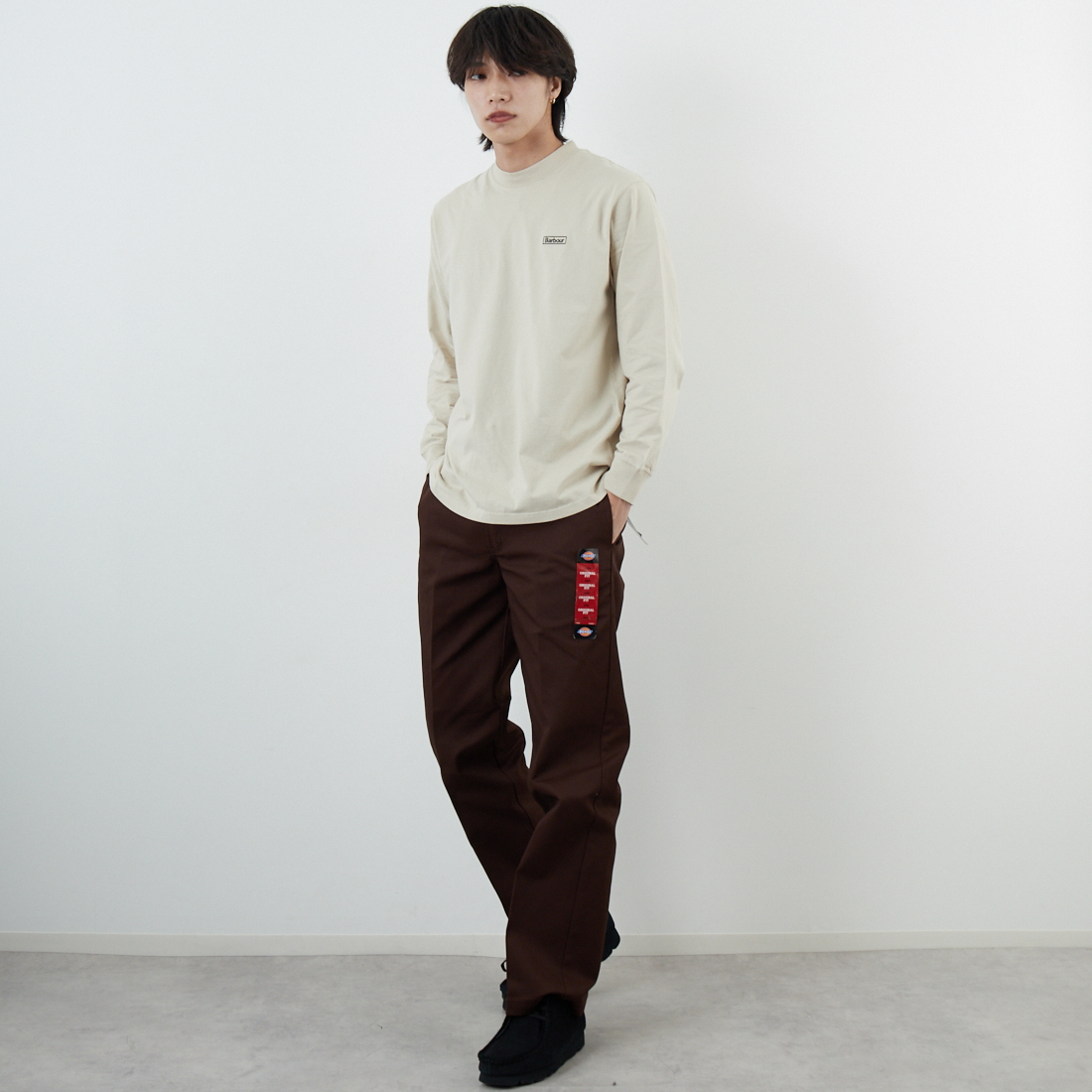 Barbour [バブアー] Walton ロングスリーブTシャツ [MTS1492] BE12 &&モデル身長：179cm 着用サイズ：38&&