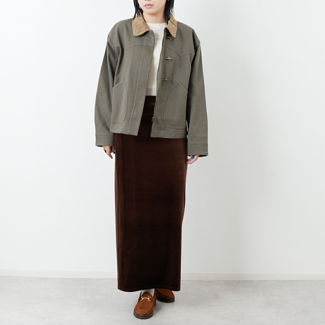 Kelen [ケレン] ウエスタンワークウェアジャケット [LKL25FJK2070] KHAKIGRAY &&モデル身長：167cm 着用サイズ：M&&