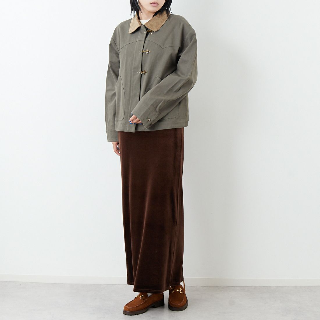 Kelen [ケレン] ウエスタンワークウェアジャケット [LKL25FJK2070] KHAKIGRAY &&モデル身長：167cm 着用サイズ：M&&