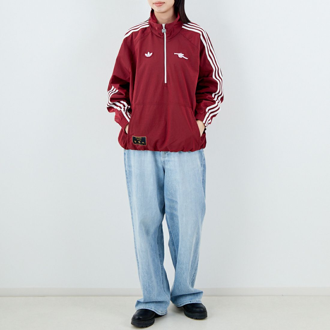 adidas Originals [アディダス オリジナルス] アーセナルFC TERRACE ICONハーフジップジャケット [JVV34] JM9399 &&モデル身長：162cm 着用サイズ：M&&