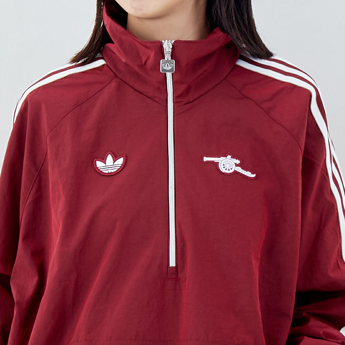 adidas Originals [アディダス オリジナルス] アーセナルFC TERRACE ICONハーフジップジャケット [JVV34] JM9399 &&モデル身長：162cm 着用サイズ：M&&
