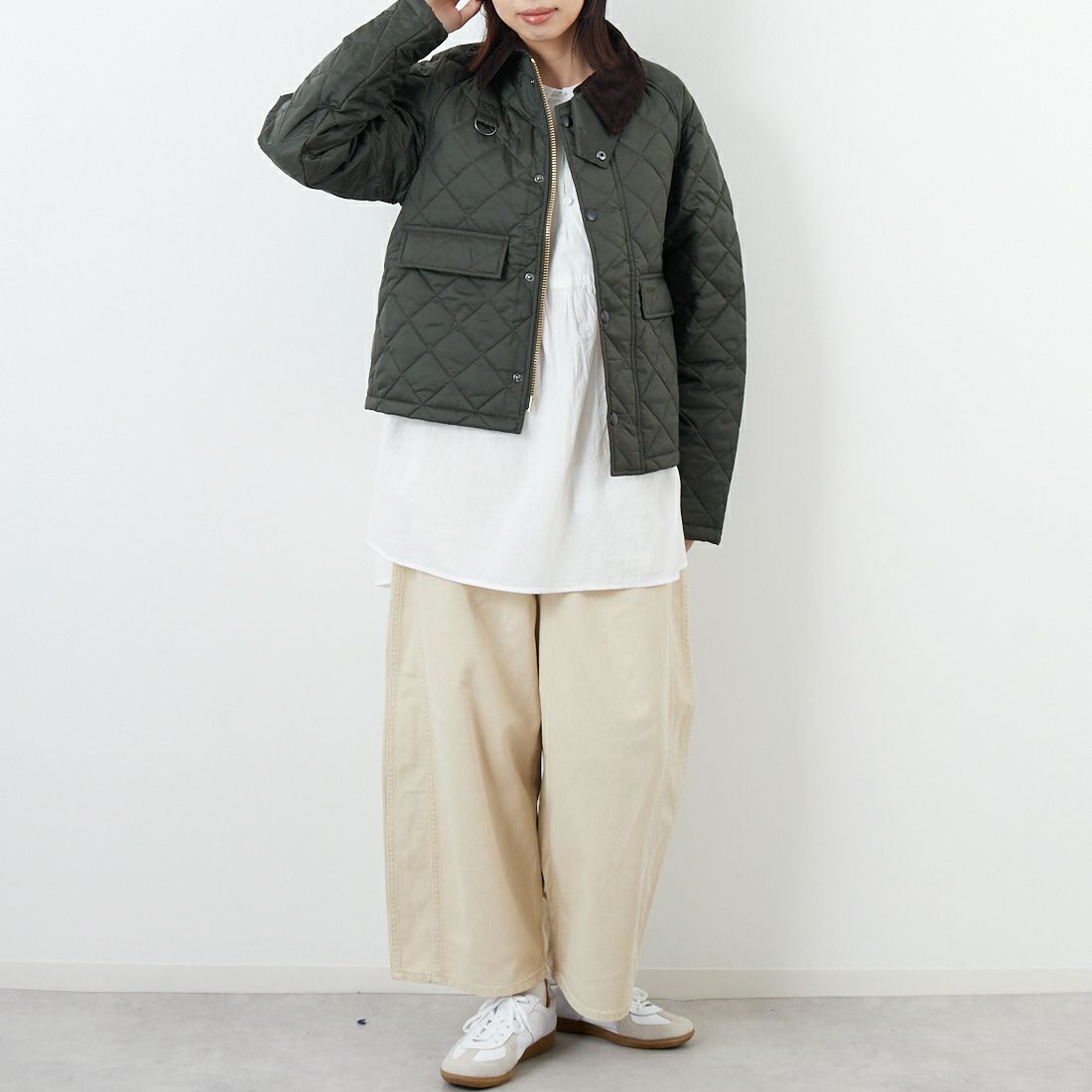 Barbour [バブアー] スペイキルティングジャケット [MQU1802] OL71 &&モデル身長：162cm 着用サイズ：34&&