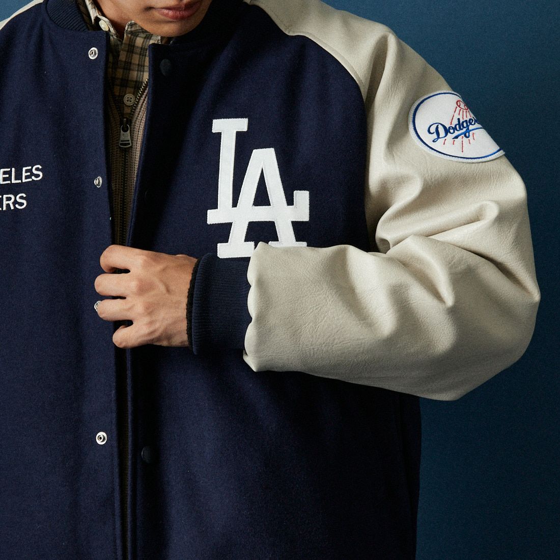 Fanatics [ファナティクス] 別注 MLBロゴワッペン メルトンスタジャン [ML2325FW0007-JF] NAVY LA