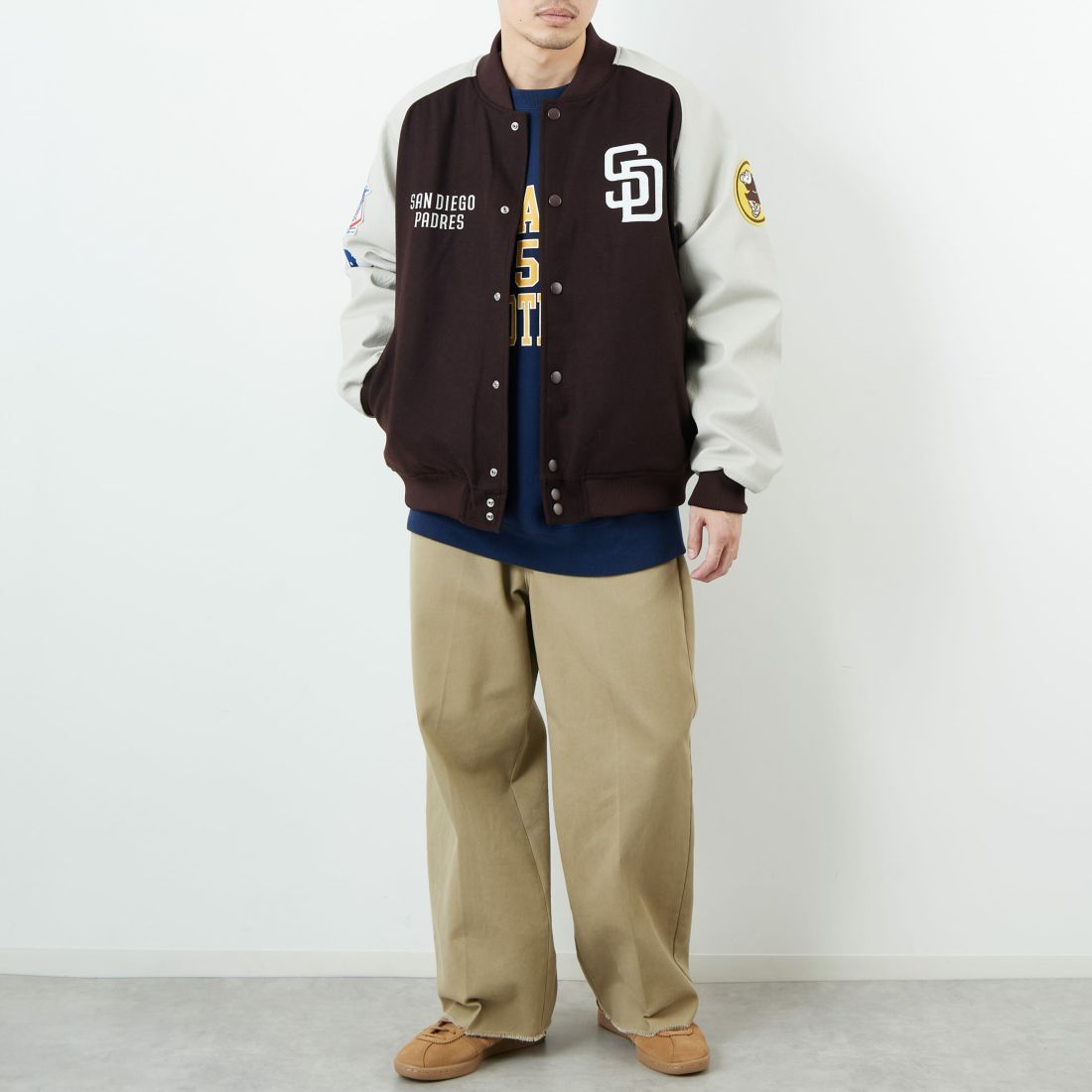 Fanatics [ファナティクス] 別注 MLBロゴワッペン メルトンスタジャン [ML2325FW0007-JF] BROWN SD