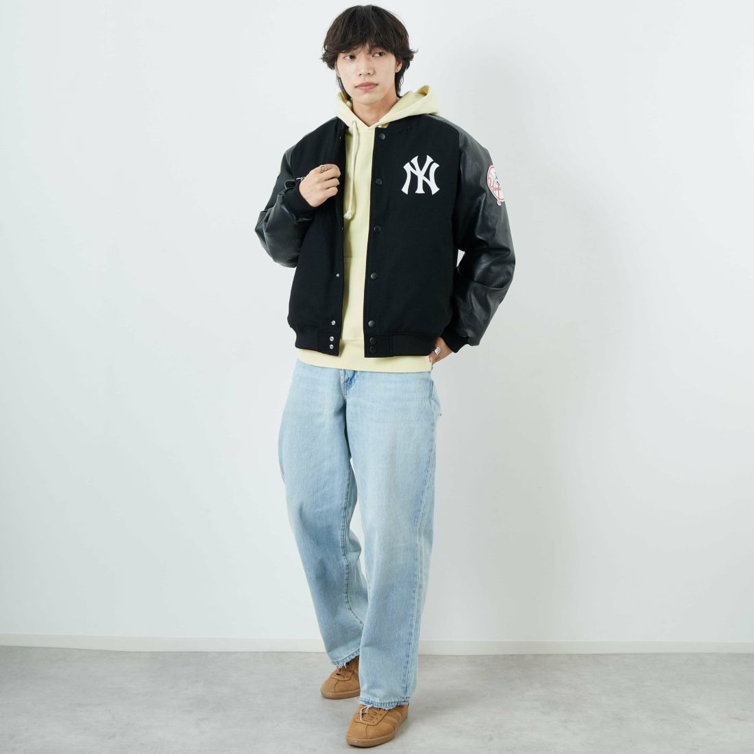 Fanatics [ファナティクス] 別注 MLBロゴワッペン メルトンスタジャン [ML2325FW0007-JF] NAVY LA