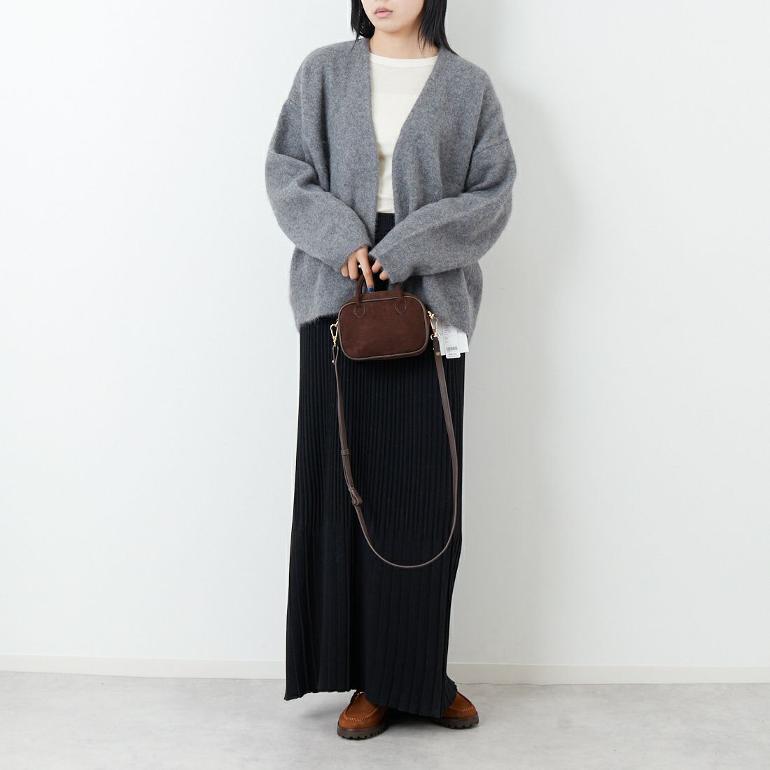 MICA&DEAL [マイカアンドディール] ラクーンデュアルカーディガン [0125308249] GRAY &&モデル身長：167cm 着用サイズ：F&&