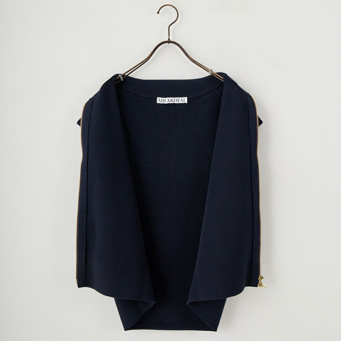 MICA&DEAL [マイカアンドディール] ジップアップ畦ニットベスト [0125308248] D/NAVY