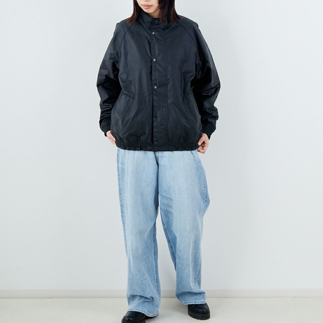 Barbour [バブアー] トランスポート スタンドカラーワックスブルゾン [MWX2497] BK11 &&モデル身長：162cm 着用サイズ：36&&