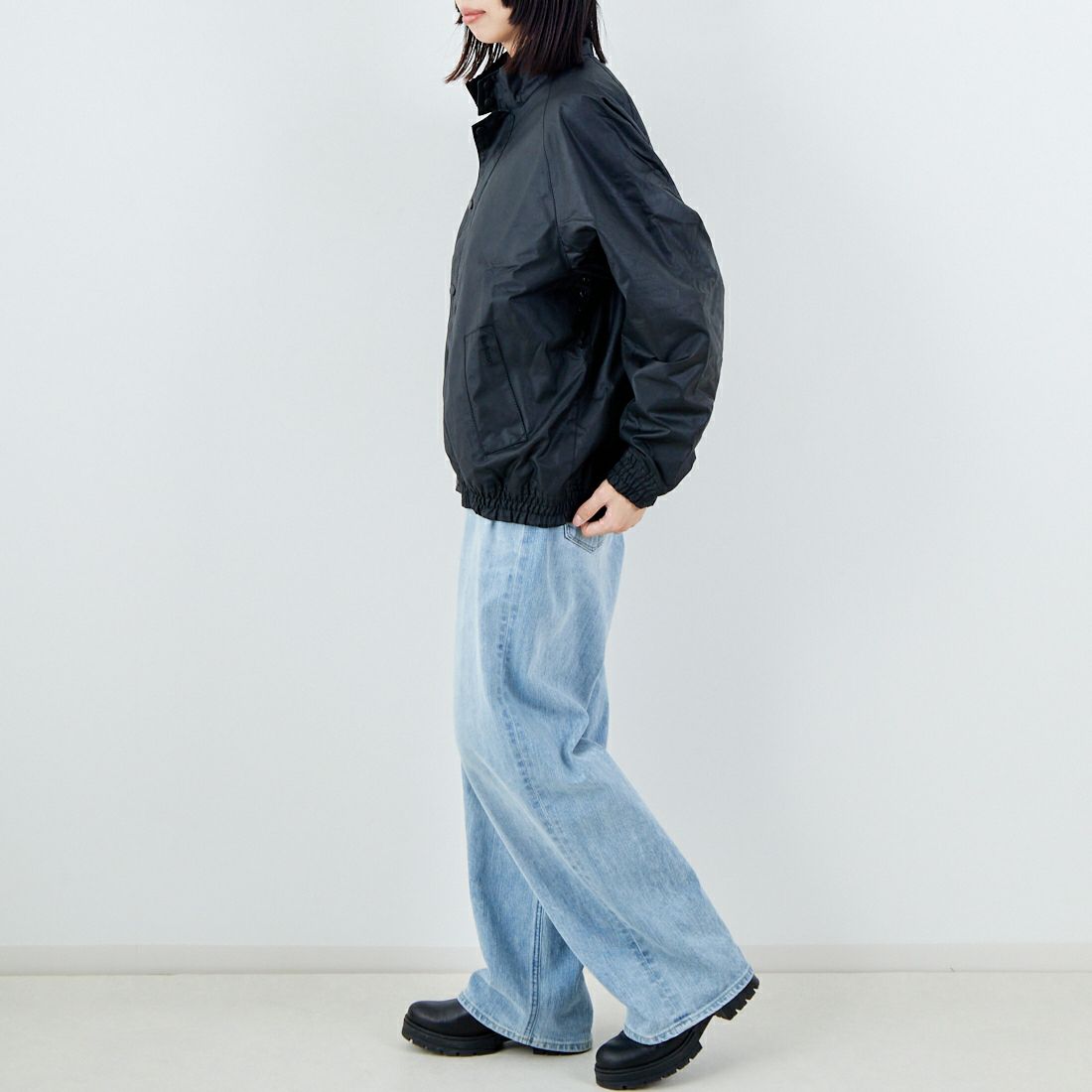 Barbour [バブアー] トランスポート スタンドカラーワックスブルゾン [MWX2497] BK11 &&モデル身長：162cm 着用サイズ：36&&