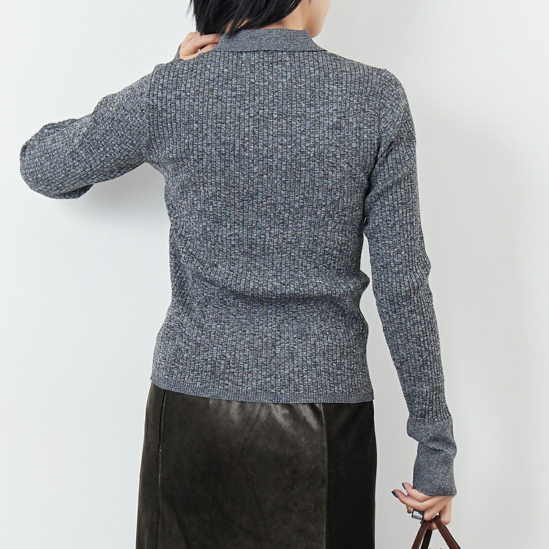 MICA&DEAL [マイカアンドディール] ポロニットカーディガン [0125308250] BLACK &&モデル身長：167cm 着用サイズ：F&&