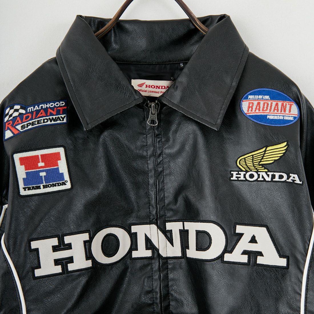 HONDA × JEANSFACTORY [ホンダ × ジーンズファクトリー] フェイクレザーレーシングジャケット [JFC-254-085] BLACK