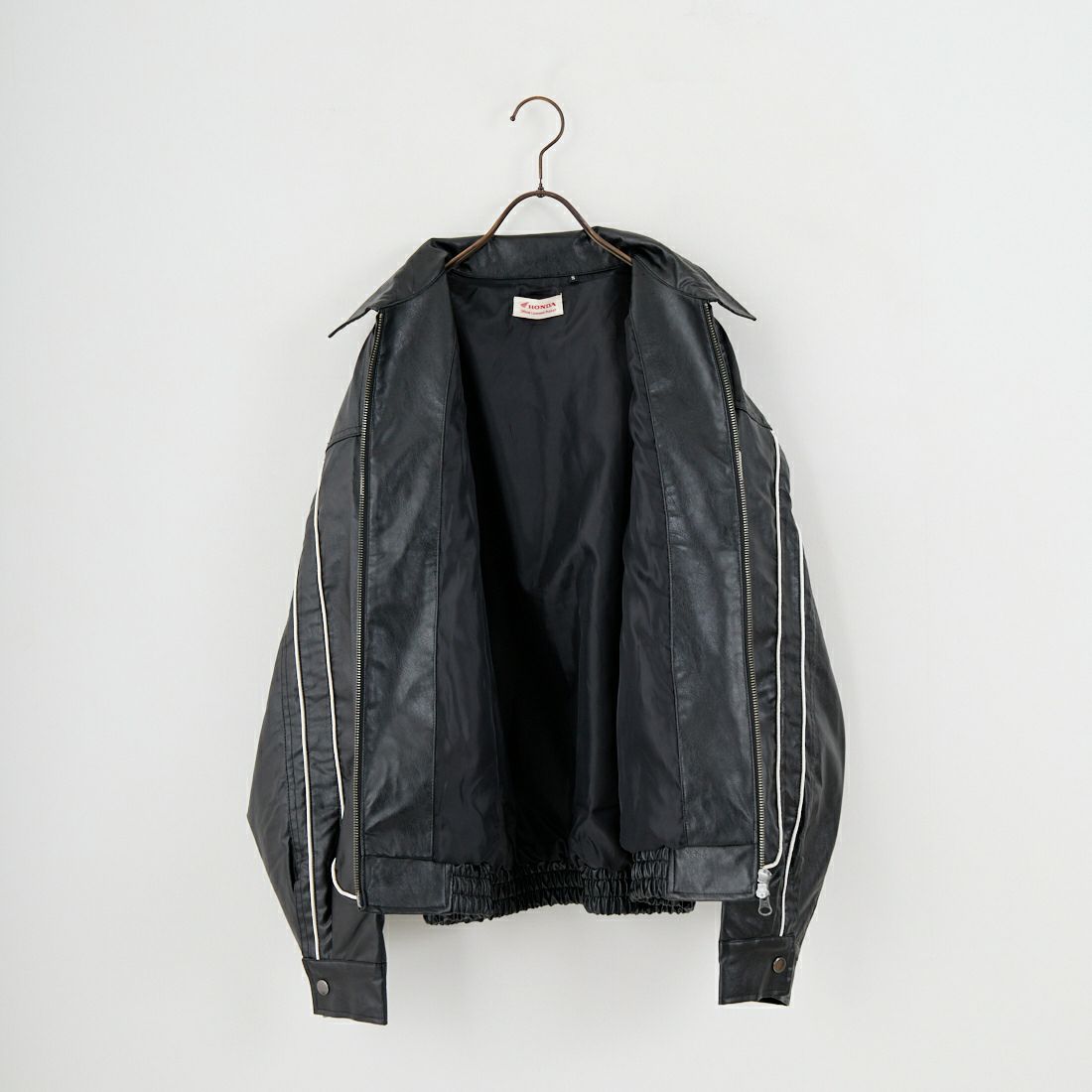 HONDA × JEANSFACTORY [ホンダ × ジーンズファクトリー] フェイクレザーレーシングジャケット [JFC-254-085] BLACK