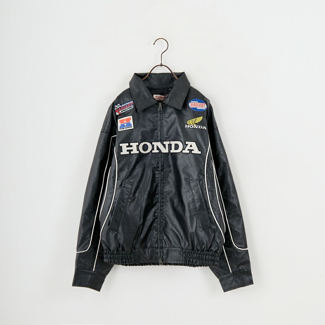 HONDA × JEANSFACTORY [ホンダ × ジーンズファクトリー] フェイクレザーレーシングジャケット [JFC-254-085] BLACK
