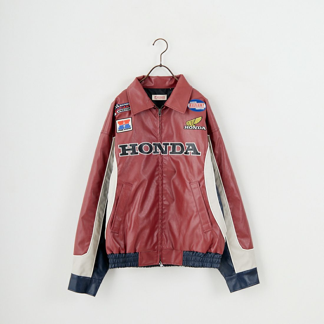 HONDA × JEANSFACTORY [ホンダ × ジーンズファクトリー] フェイクレザーレーシングジャケット [JFC-254-085] RED