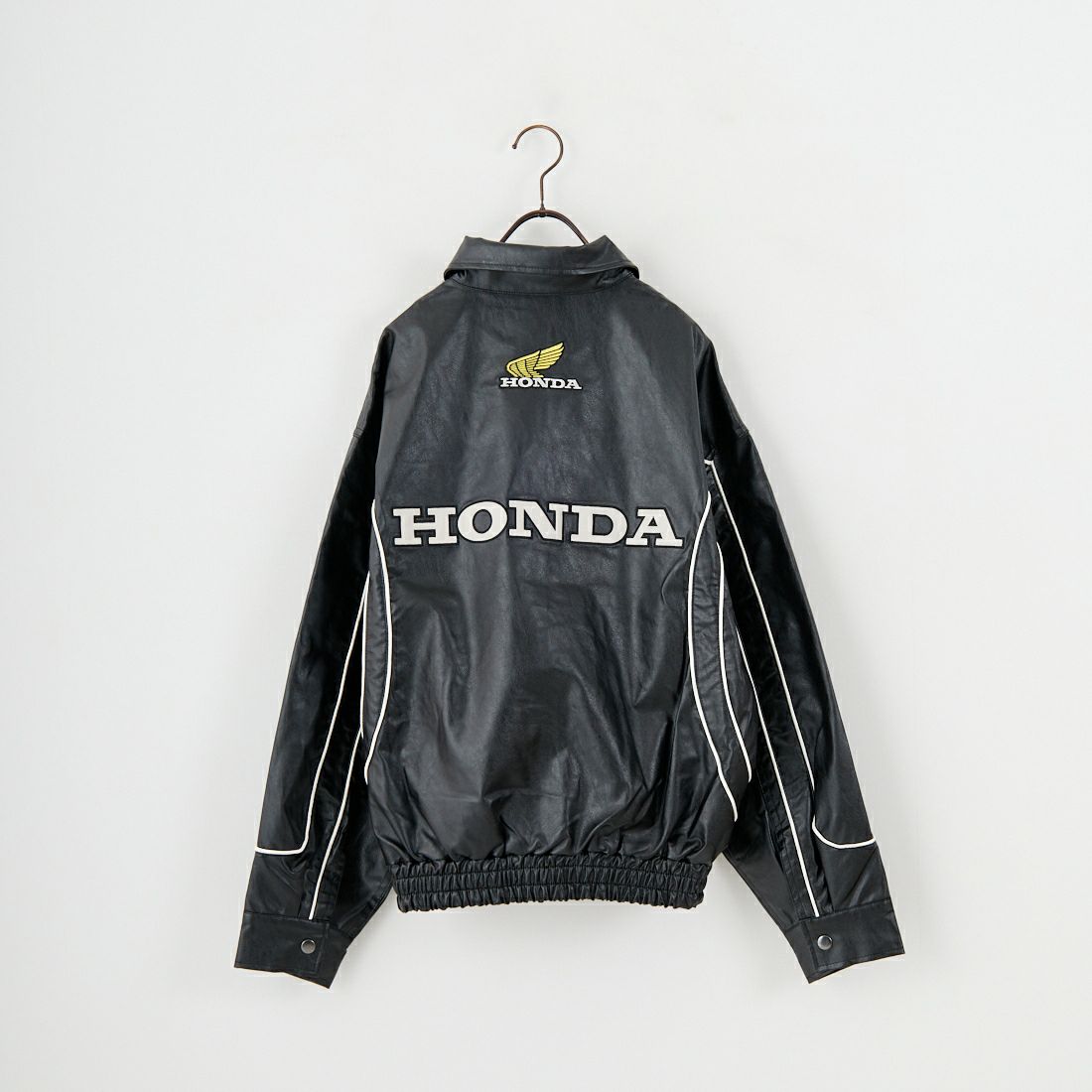 HONDA × JEANSFACTORY [ホンダ × ジーンズファクトリー] フェイクレザーレーシングジャケット [JFC-254-085] BLACK