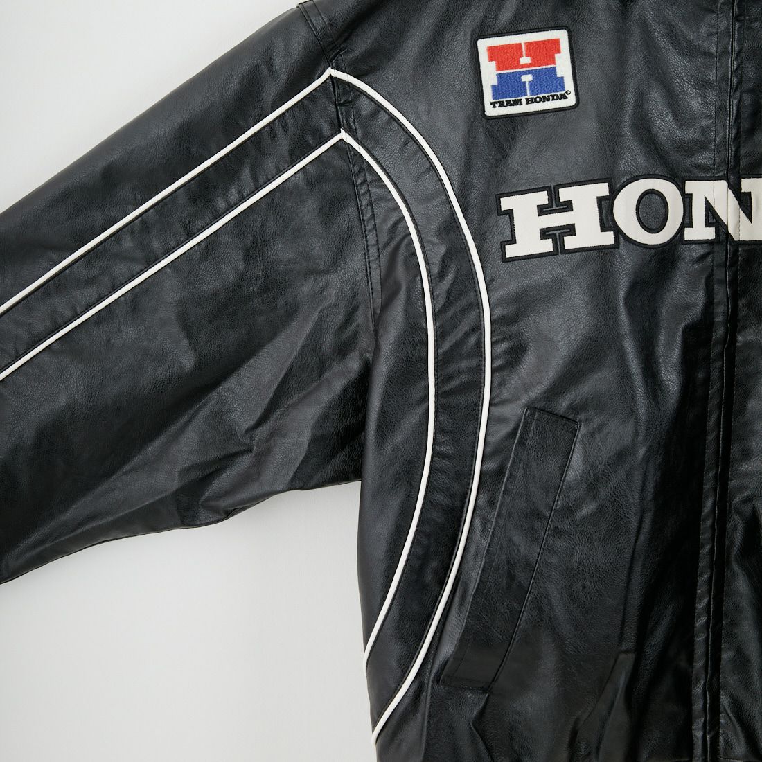 HONDA × JEANSFACTORY [ホンダ × ジーンズファクトリー] フェイクレザーレーシングジャケット [JFC-254-085] BLACK