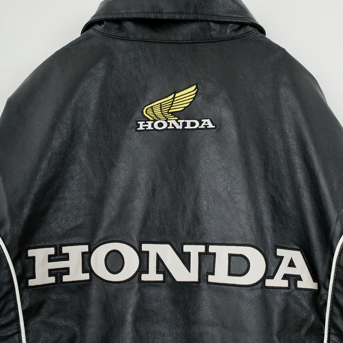 HONDA × JEANSFACTORY [ホンダ × ジーンズファクトリー] フェイクレザーレーシングジャケット [JFC-254-085] BLACK