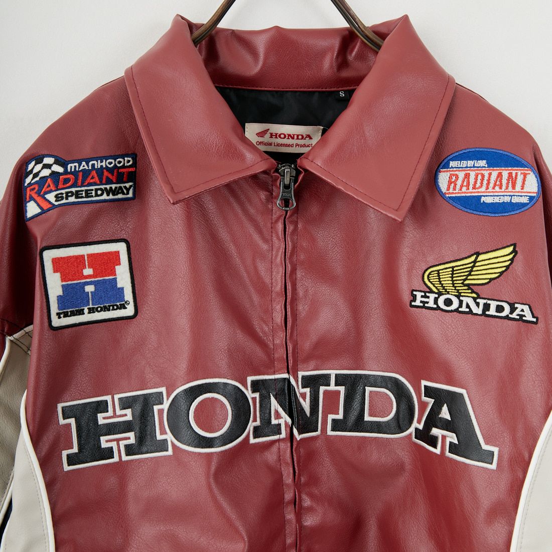HONDA × JEANSFACTORY [ホンダ × ジーンズファクトリー] フェイクレザーレーシングジャケット [JFC-254-085] RED