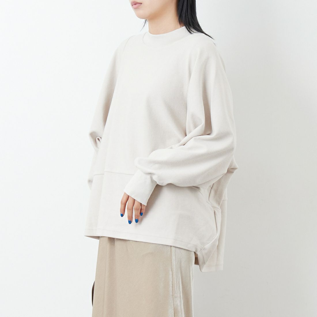 STELLA CIFFON [ステラシフォン] オーガニックコットンパイルトップス [ST3-26504] 60 BEIGE &&モデル身長：167cm 着用サイズ：36&&