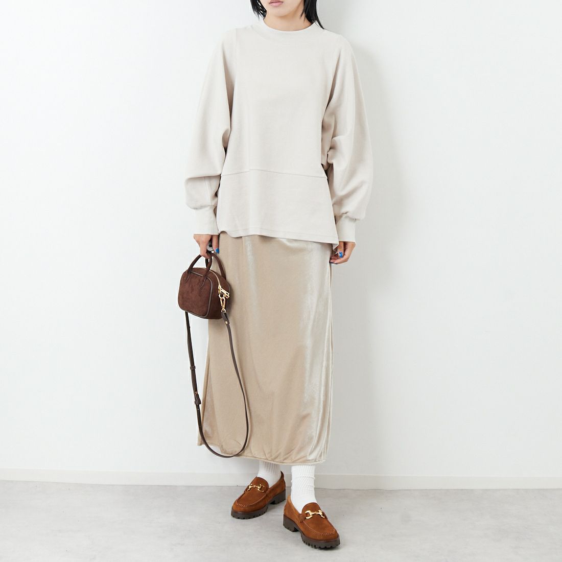 STELLA CIFFON [ステラシフォン] オーガニックコットンパイルトップス [ST3-26504] 60 BEIGE &&モデル身長：167cm 着用サイズ：36&&