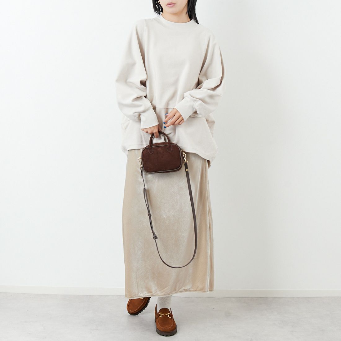 STELLA CIFFON [ステラシフォン] オーガニックコットンパイルトップス [ST3-26504] 60 BEIGE &&モデル身長：167cm 着用サイズ：36&&